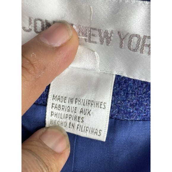 JONES NEW YORK Blazer Jacket 100% Wool Button Up  Blue Size 8 - Picture 5 of 16